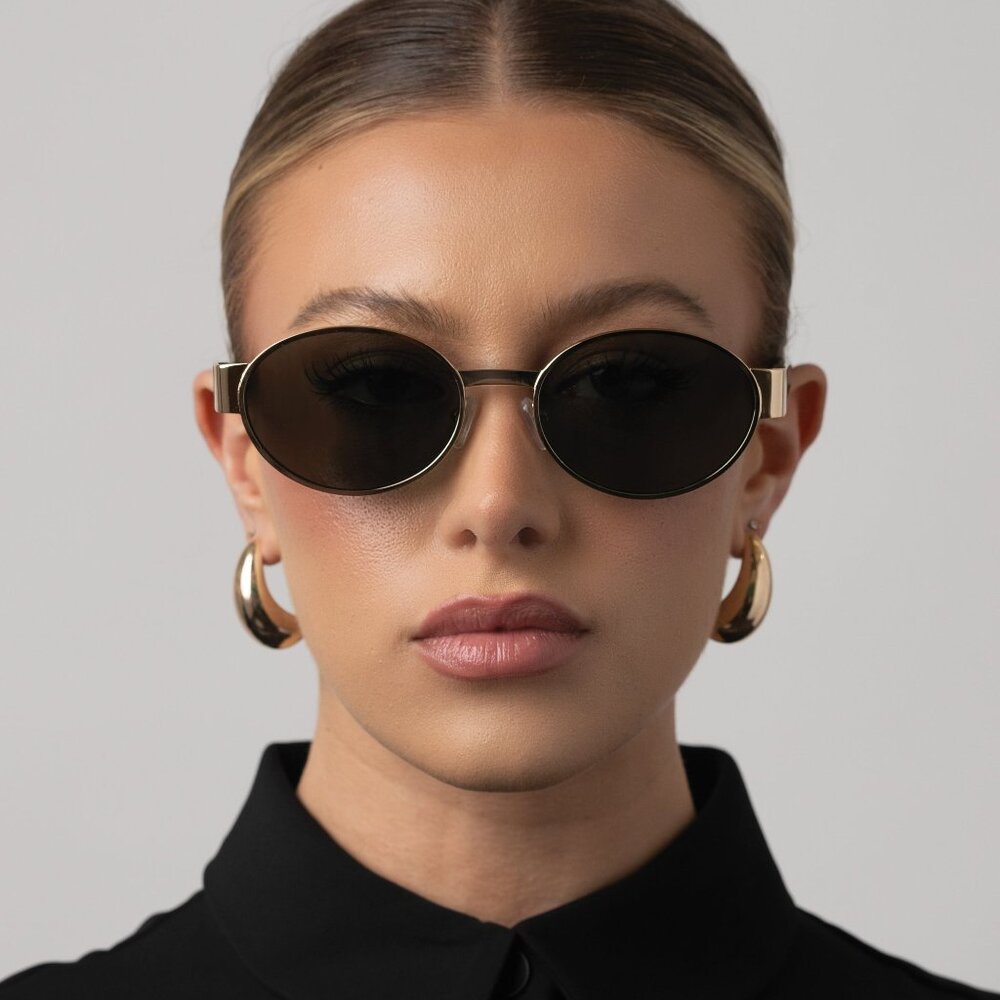 Chic Otra “Echo” Gold and Black Sunglasses - Picture 5 of 13